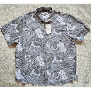 Tommy Bahama Coconut Point Playa Flora Shirt XL NWT Gray & White Tropical $138